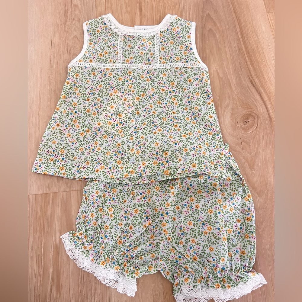 Boho Two Piece Set Green Floral